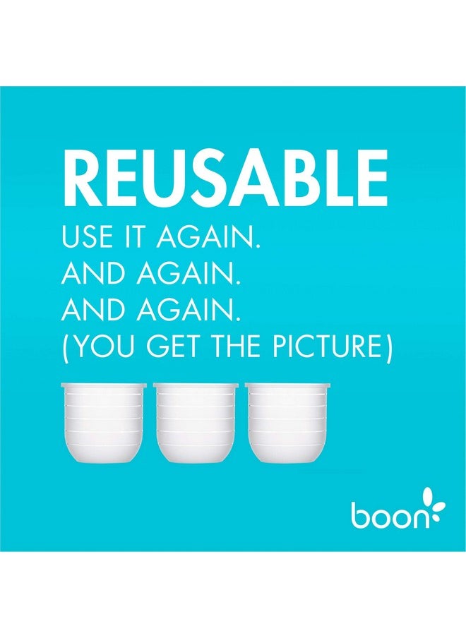 Boon Nursh Reusable Replacement Pouch with Collapsible Silicone Pouch Design - Everyday Baby Essentials - Stage 1 Slow Flow Bottles - Gray - 4 Oz