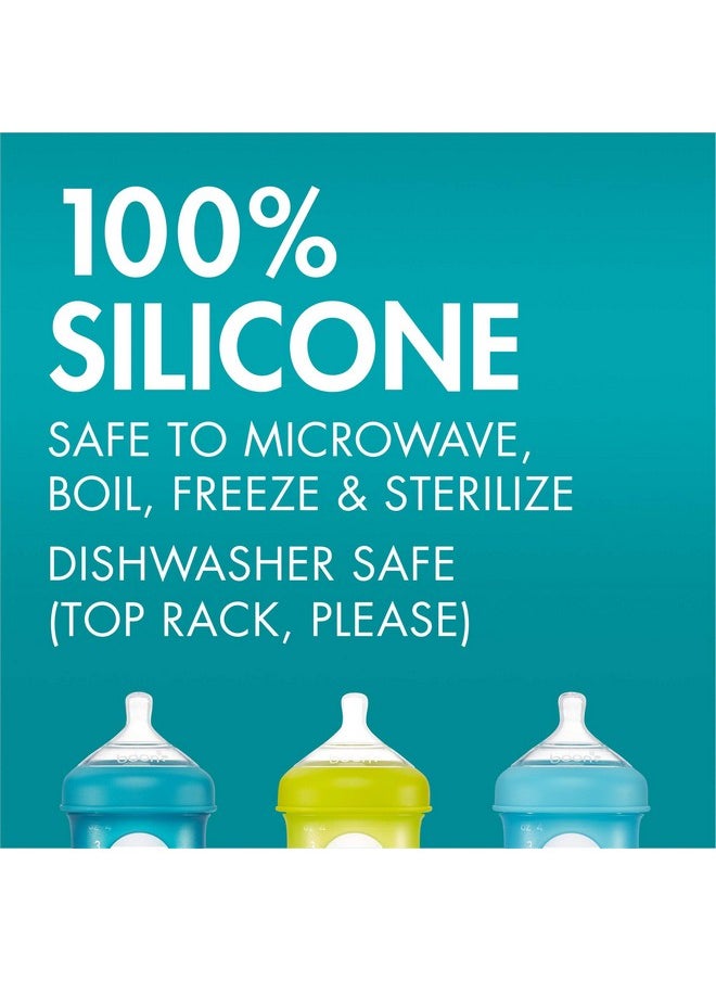 Boon Nursh Reusable Replacement Pouch with Collapsible Silicone Pouch Design - Everyday Baby Essentials - Stage 1 Slow Flow Bottles - Gray - 4 Oz