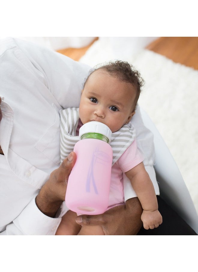 Dr. Brown's Natural Flow Options+ Glass Baby Bottle Sleeves,100% Silicone,9 oz,Wide-Neck,Pink