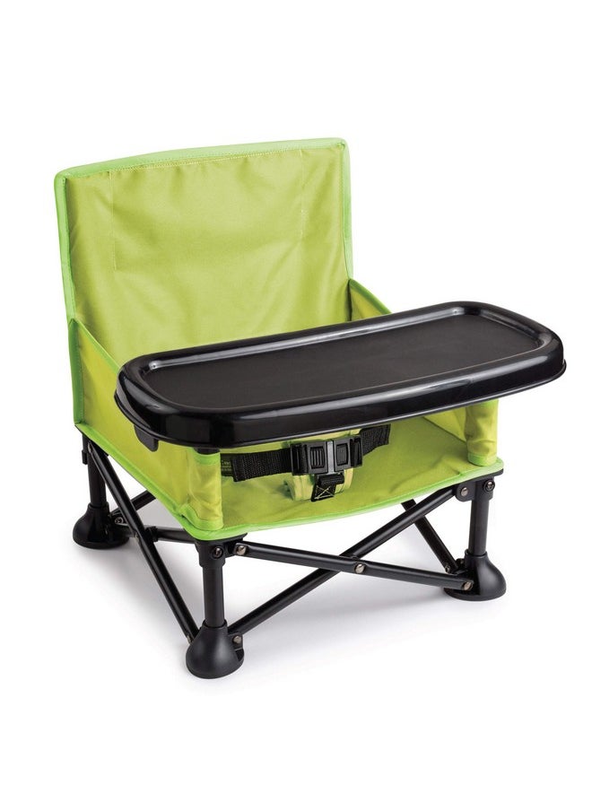Summer by Bright Starts Pop 'N Sit Portable Booster Chair, Floor Seat, Indoor/Outdoor Use, Compact Fold, Green, 6 Mos - 3 Yrs