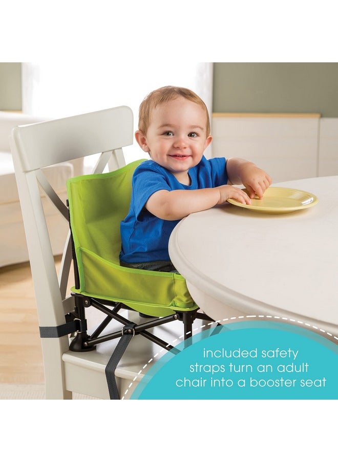 Summer by Bright Starts Pop 'N Sit Portable Booster Chair, Floor Seat, Indoor/Outdoor Use, Compact Fold, Green, 6 Mos - 3 Yrs