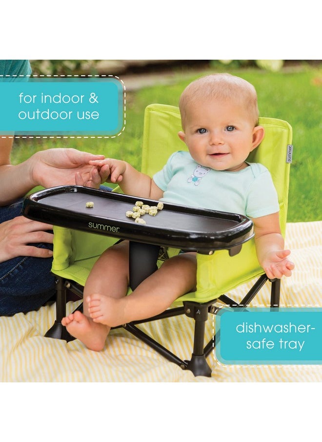 Summer by Bright Starts Pop 'N Sit Portable Booster Chair, Floor Seat, Indoor/Outdoor Use, Compact Fold, Green, 6 Mos - 3 Yrs