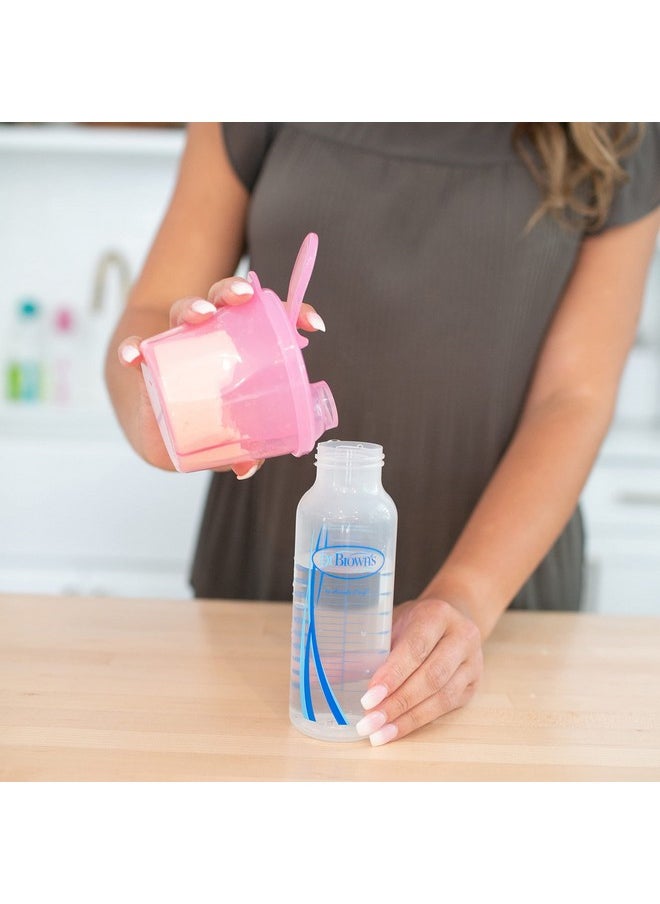 Dr. Brown's Baby Formula Dispenser with Snap-On Lid for On-the-Go Feedings,Milk Powder Dispenser for Traveling with Infant,Pink