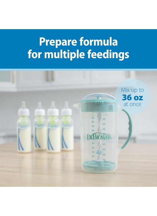 Dr. Brown's Baby Formula Mixing Pitcher with Adjustable Stopper, Locking Lid, & No Drip Spout, 32oz, BPA Free, Teal