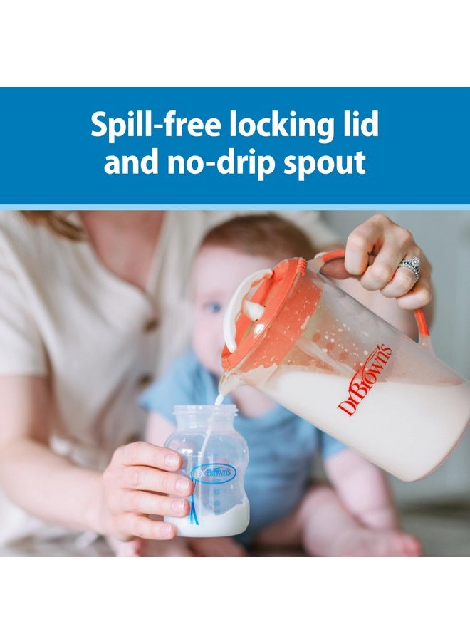 Dr. Brown's Baby Formula Mixing Pitcher with Adjustable Stopper, Locking Lid, & No Drip Spout, 32oz, BPA Free, Teal