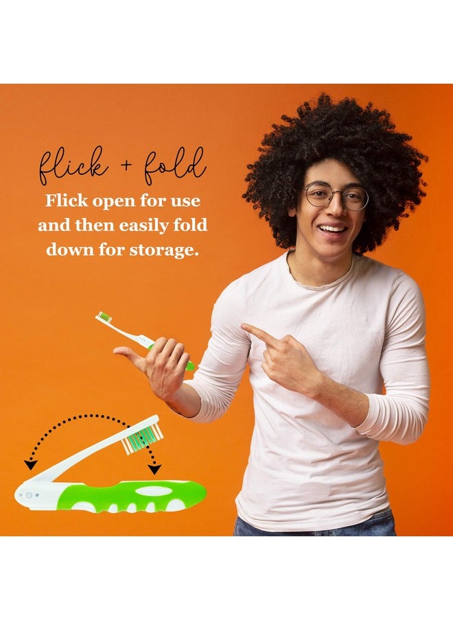 Lingito Travel Folding Toothbrush, Camping Toothbrush Bulk, Medium Bristle (6 Pack Medium-Multicolor)