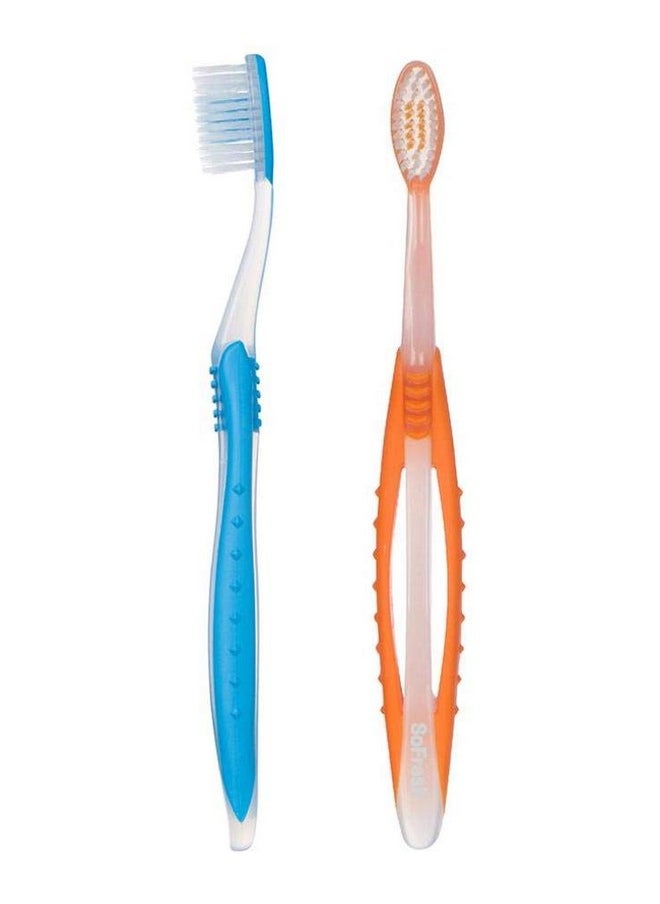 SoFresh Adult Manual Flossing Toothbrush Wide Grip - 2 Pack- Colors Vary