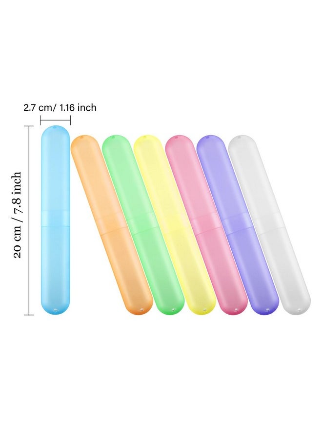 Boao 20 Pieces Travel Toothbrush Case Holder, Portable Toothbrush Storage, Classroom Pencil Case for Kids, 7 Assort Color Toothpaste Case Cover Protector for Travel Use