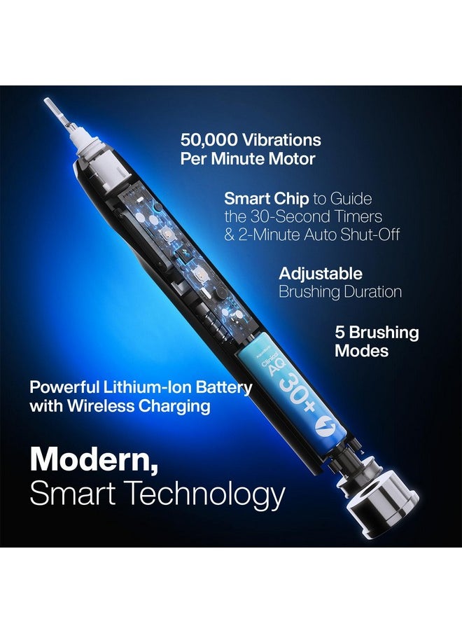 Aquasonic Clinical AQ Ultra-Whitening Smart Toothbrush with Touchscreen, Bluetooth & Brushing Coach - 2 Brush Heads & UV Sanitizing Charging Case