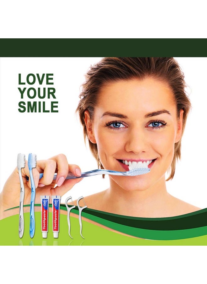 HQSLsund 200 pcs Disposable Toothbrushes with Toothpaste Floss Individually Wrapped, 2 Color Toothbrush, 10g Toothpaste, Floss Pick, Bulk Toothbrush for Homeless,Airbnb,Hotel,Guest