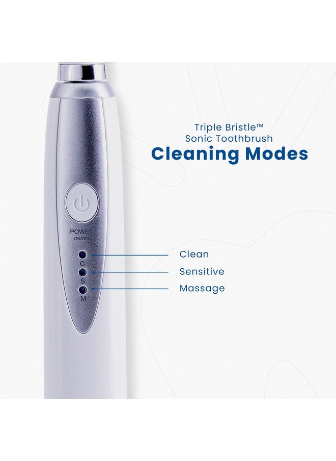 Triple Bristle Kids Sonic Toothbrush | 1 Pack | 3 Sided Toothbrush to Clean Teeth and Gums | Dentist Created & Approved | Fun Sticker Rewards | Rechargeable Three Sided Toothbrush for Kids