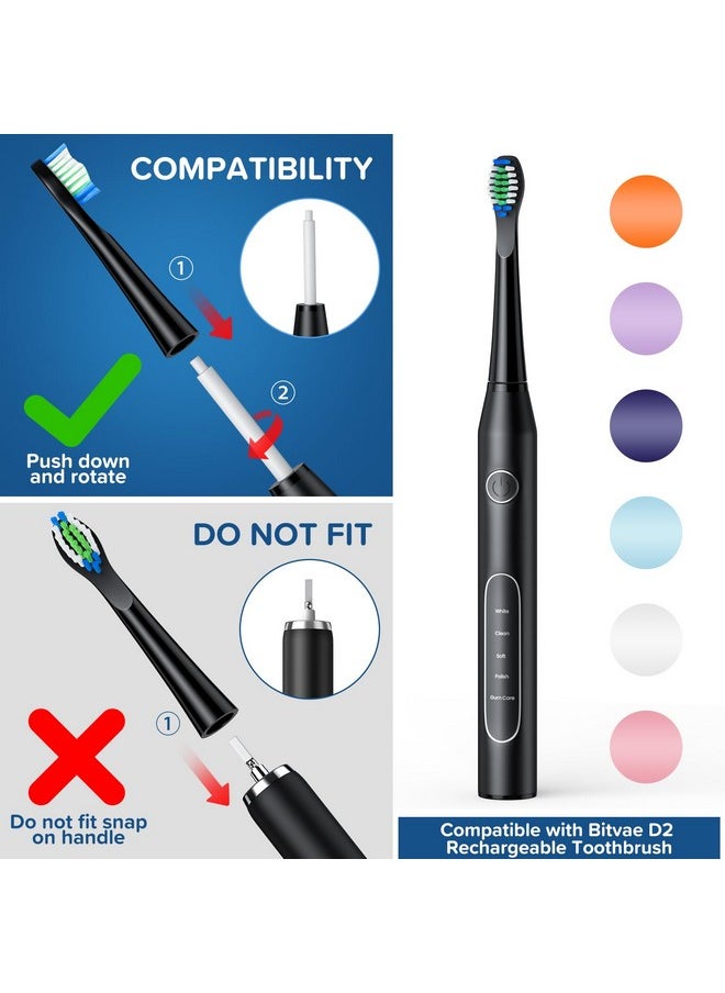 Harobey Replacement Toothbrush Heads 10 Pack Compatible with Bitvae Daily D2 Rechargeable Toothbrush, for D2 Toothbrush Heads Refills, Black
