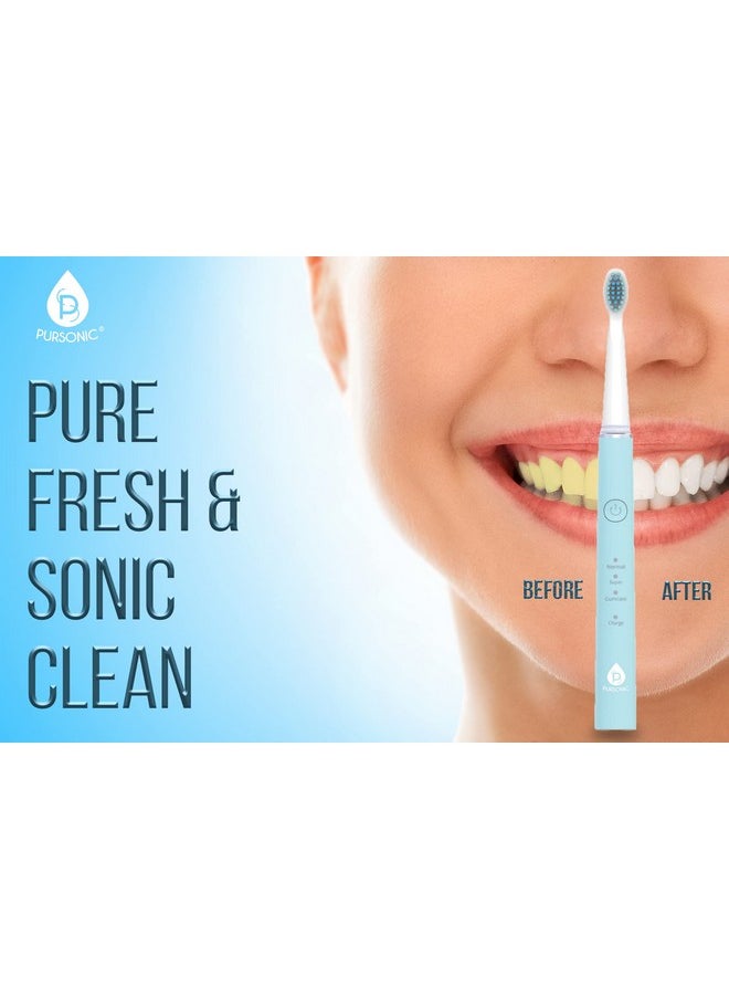Pursonic Whitening USB Rechargeable Sonic Toothbrush-12 Brush Heads!- 38,000 Brush Strokes Per Minute-3 Brushing Modes with 2 Minute Auto Timer (Green)