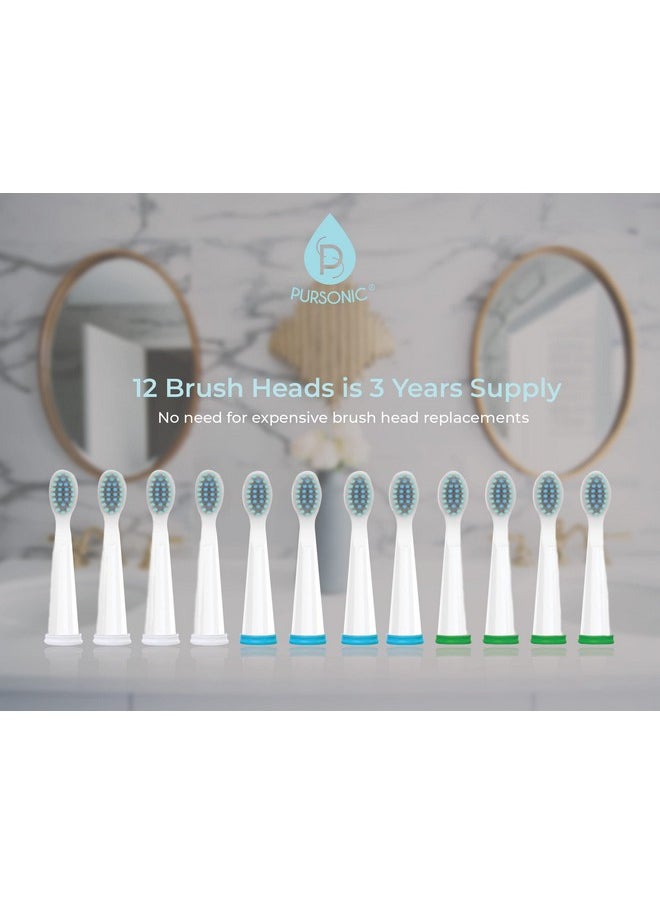 Pursonic Whitening USB Rechargeable Sonic Toothbrush-12 Brush Heads!- 38,000 Brush Strokes Per Minute-3 Brushing Modes with 2 Minute Auto Timer (Green)