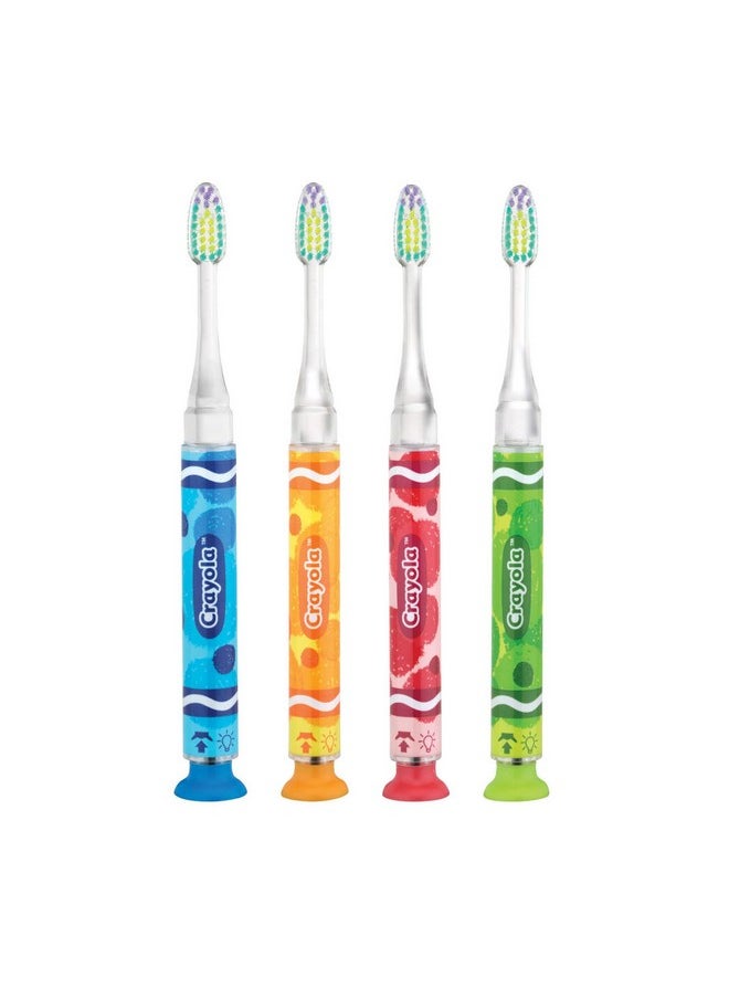 GUM Crayola Timer Light Toothbrush for Kids, Soft Bristles, Suction Cup Base, Children & Toddler Toothbrush 3 Year Old + (6pk)