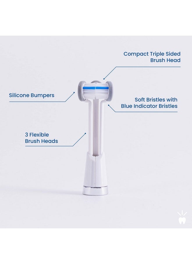 Triple Bristle Kids Sonic Toothbrush | 2 Pack | 3-Sided Brushing to Clean Teeth and Gums | Dentist Created & Approved | Fun Sticker Rewards | Rechargeable Toothbrush