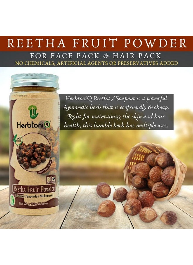 HerbtoniQ 100% Natural Dry Amla Powder, Reetha Fruit Powder & Shikakai Fruit Powder For Healthy Hair Care Pack (400 g)
