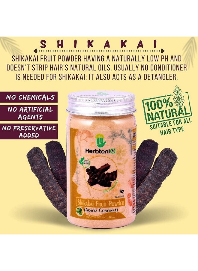 HerbtoniQ 100% Natural Dry Amla Powder, Reetha Fruit Powder & Shikakai Fruit Powder For Healthy Hair Care Pack (400 g)