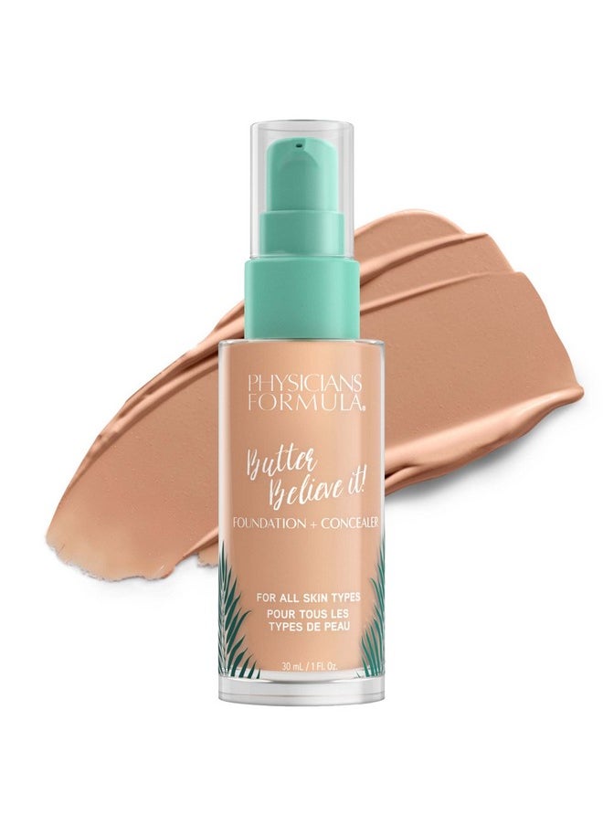 Physicians Formula Butter Believe It! Foundation + Concealer, Light-to-Medium | Dermatologist Tested, Clinicially Tested