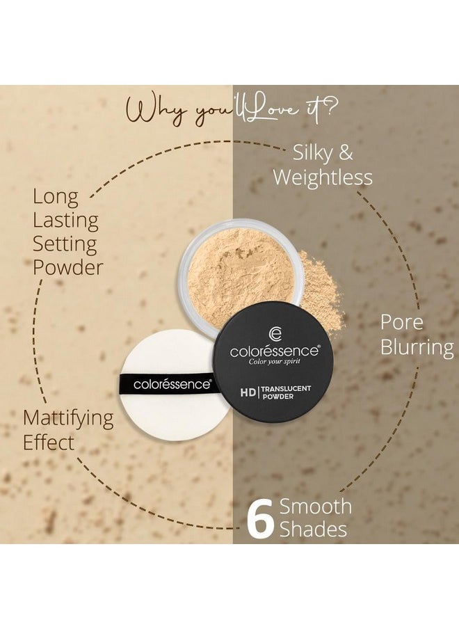 COLORESSENCE HD Translucent Loose Powder for Makeup Setting | Lightweight & Ultra Fine | Mattifying Oil-free Formula | Soft Beige - 10g