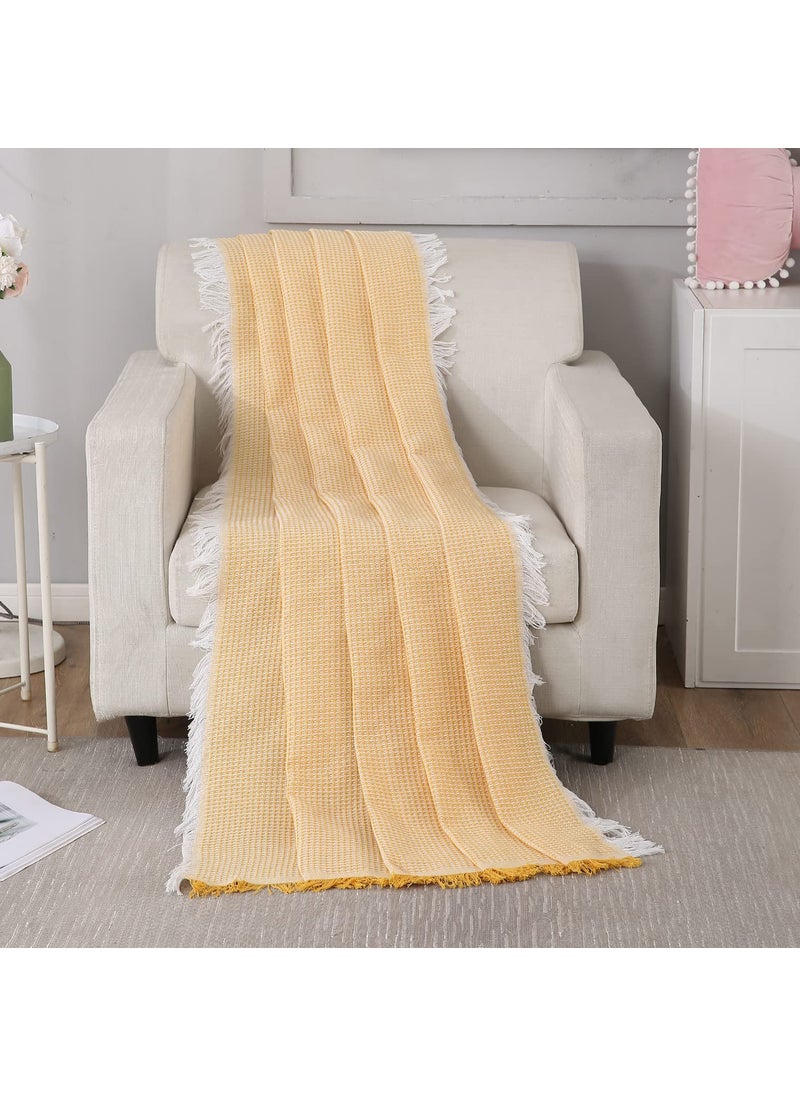 HOKIPO Polycotton Thick And Soft Sofa Cover Throw Blanket 1 Seater, 180 (D) X 180 (L) Cm (Ar-4638-N5), Yellow