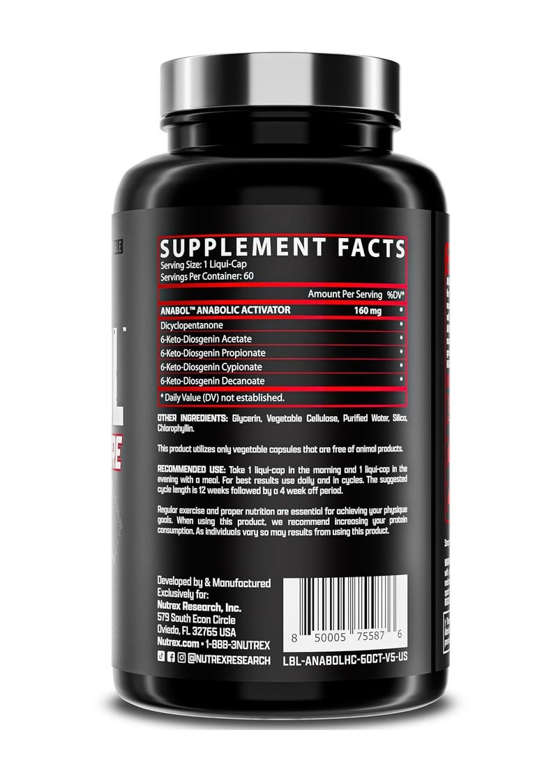Nutrex Research Anabol Hardcore – 60 Caps Muscle-Building Supplement | Boosts Performance, Activates Anabolism & Accelerates Muscle Gains