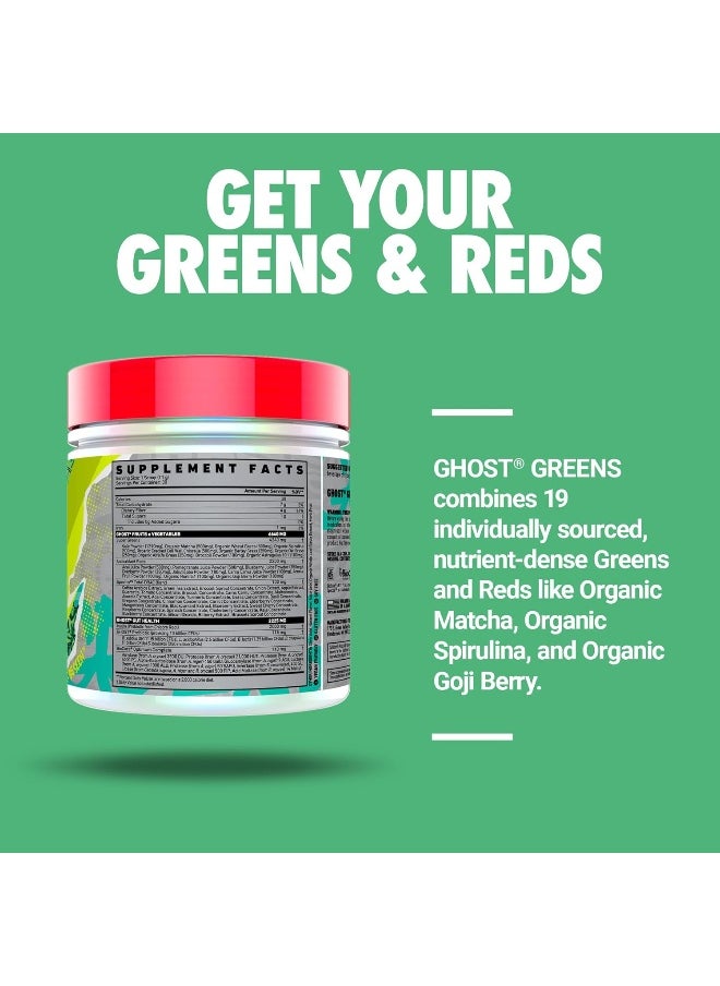 GHOST Greens Superfood Powder- 30 Servings - 19 Super Greens & Reds, Fruits, Vegetables, Spirulina, & Chlorella, Prebiotics, 10 Billion CFU Probiotic & Digestive Enzymes (30 srv, Lime)