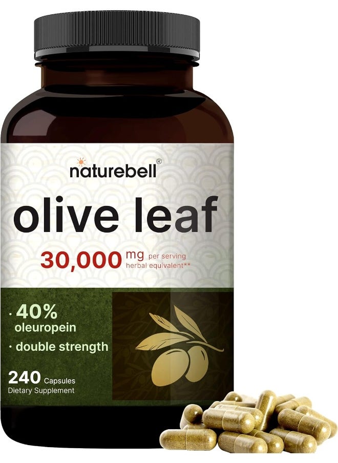 Olive Leaf Extract 30000mg, 240 Capsules | 40% Active Oleuropein, 50:1 Herbal Equivalent – Rich in Polyphenol & Flavonoid Antioxidants for Immune & Heart Health – Non-GMO