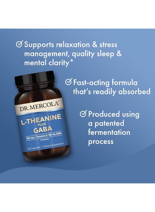 Dr. Mercola L-Theanine Plus GABA, 60 Capsules, Non-GMO, Gluten Free, Soy Free