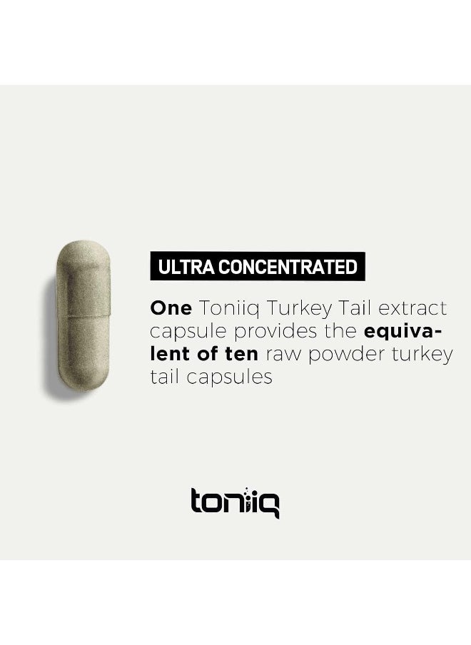 Toniiq 30% Beta Glucans 12,000mg 10x Concentrated Ultra High Strength Turkey Tail Mushroom Extract - Highly Concentrated and Bioavailable - 120 Veggie Capsules