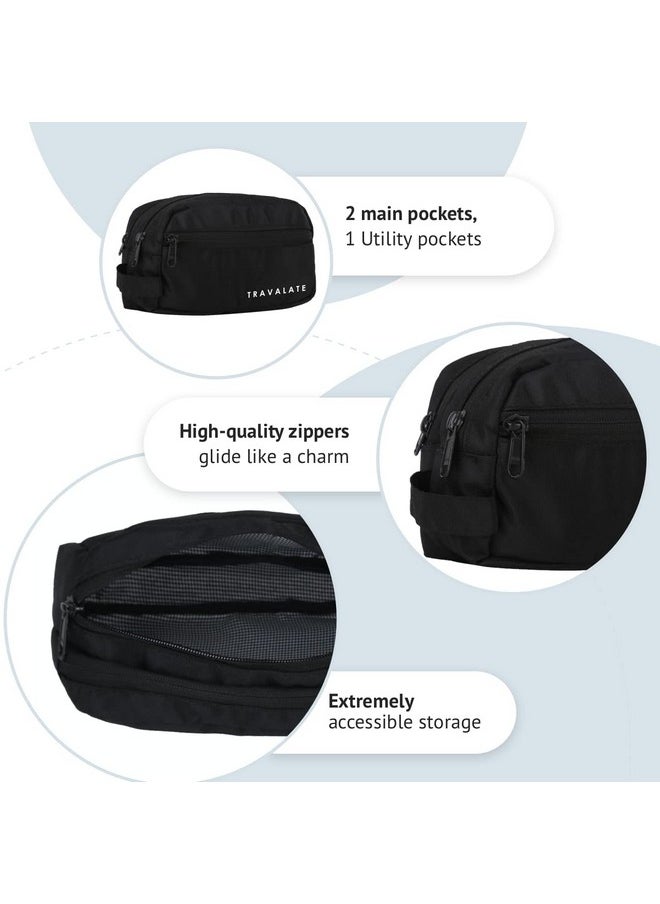 Travalate 9cms Polyester Toiletry Bag (Black_Tr1323)