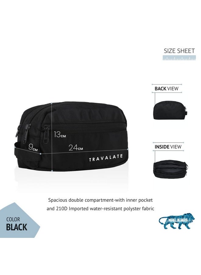 Travalate 9cms Polyester Toiletry Bag (Black_Tr1323)