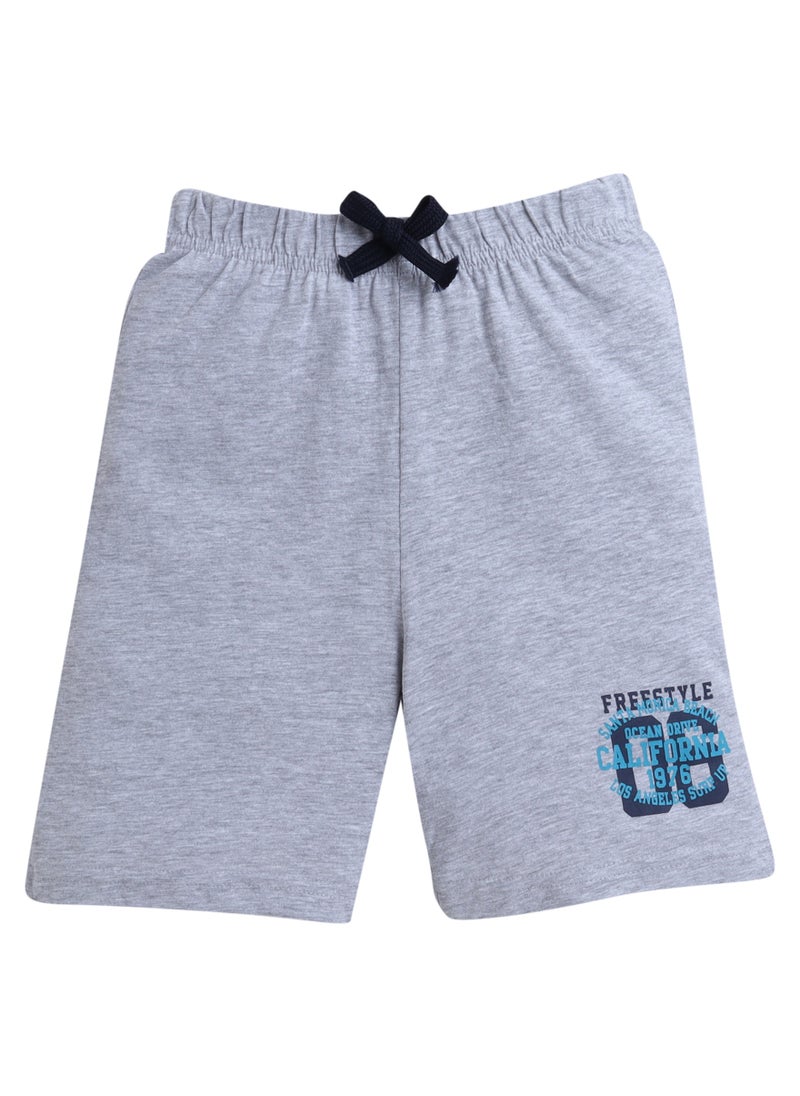 Victor and Jane Junior Boys' Slogan Print Shorts Black, Cotton Material, Comfortable Lace-Up Waist Pull-On Design, 2-3YRS