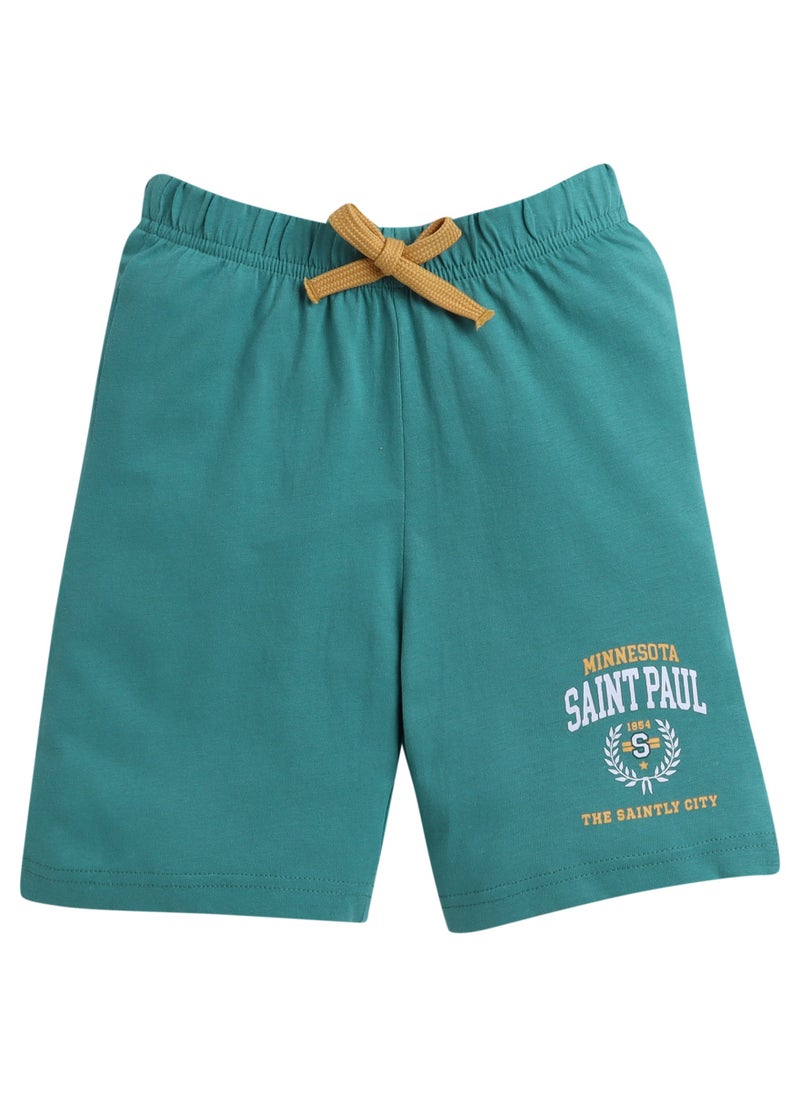 Victor and Jane Junior Boys' Slogan Print Shorts Black, Cotton Material, Comfortable Lace-Up Waist Pull-On Design, 2-3YRS