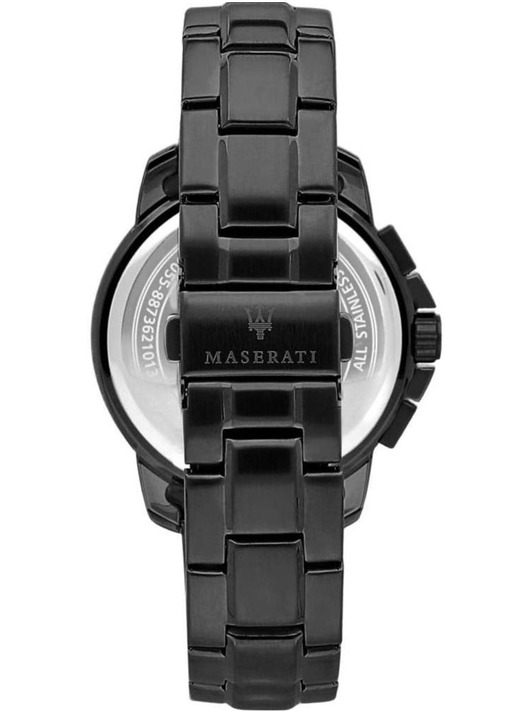 Maserati R8873621014 Men's Watch, Successo Collection, Chronograph Watch, Made of Stainless Steel and Black PVD - Black, Bracelet