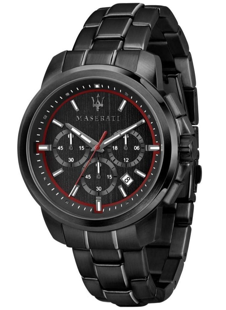 Maserati R8873621014 Men's Watch, Successo Collection, Chronograph Watch, Made of Stainless Steel and Black PVD - Black, Bracelet