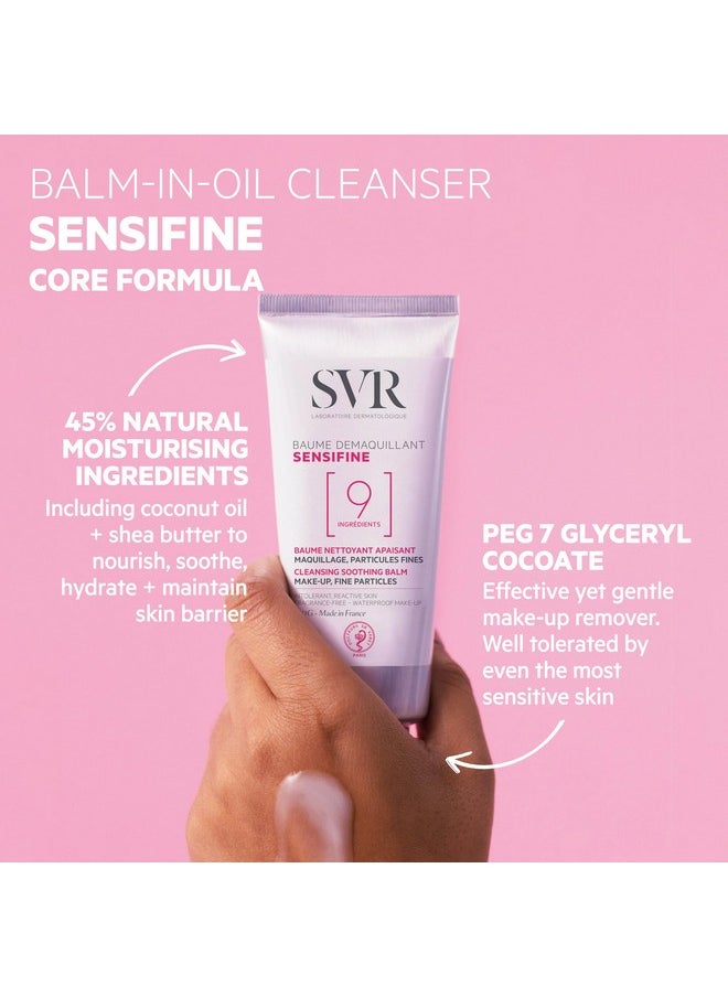 SVR Sensifine Cleansing Balm with Shea Butter & Coconut Oil. Soothing Balm-to-Oil Face Cleanser & Makeup Remover, Even Waterproof. For Sensitive Reactive Skin. Minimalist Formula, 3.5 fl.oz.