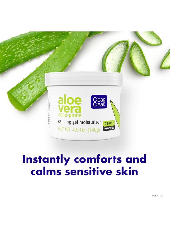 Clean & Clear Aloe Vera Calming Gel Acne Facial Moisturizer for Acne-Prone & Sensitive Skin, Oil-Free Daily Moisturizing Gel, 4.9 Oz