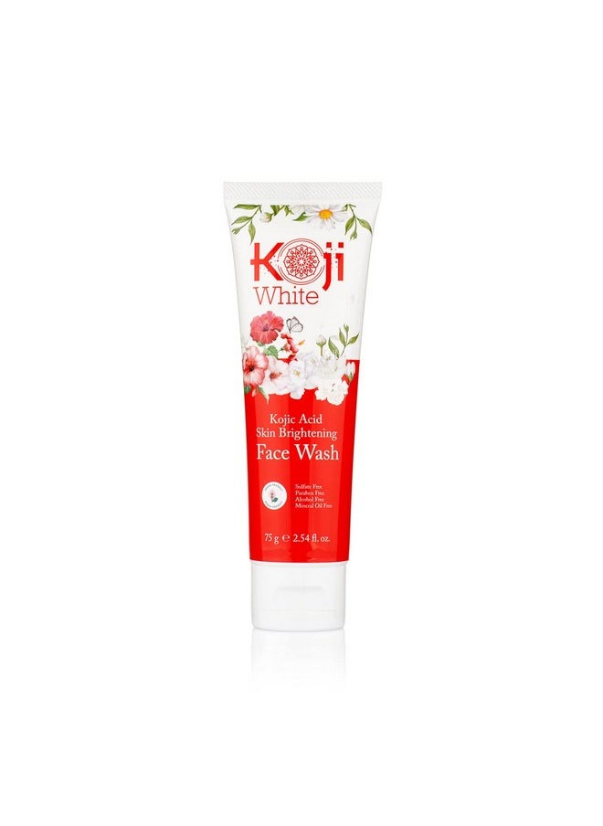 Koji White Kojic Acid Skin Brightening Face Wash for Exfoliating Face, Hydrating Face Moisturizer, Vegan Face Wash, Even Skin Tone with Vitamin C, Flower Extracts, Vitamin E, 2.54 Fl Oz