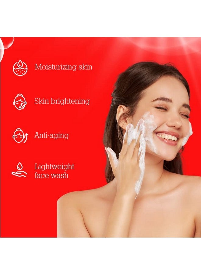 Koji White Kojic Acid Skin Brightening Face Wash for Exfoliating Face, Hydrating Face Moisturizer, Vegan Face Wash, Even Skin Tone with Vitamin C, Flower Extracts, Vitamin E, 2.54 Fl Oz