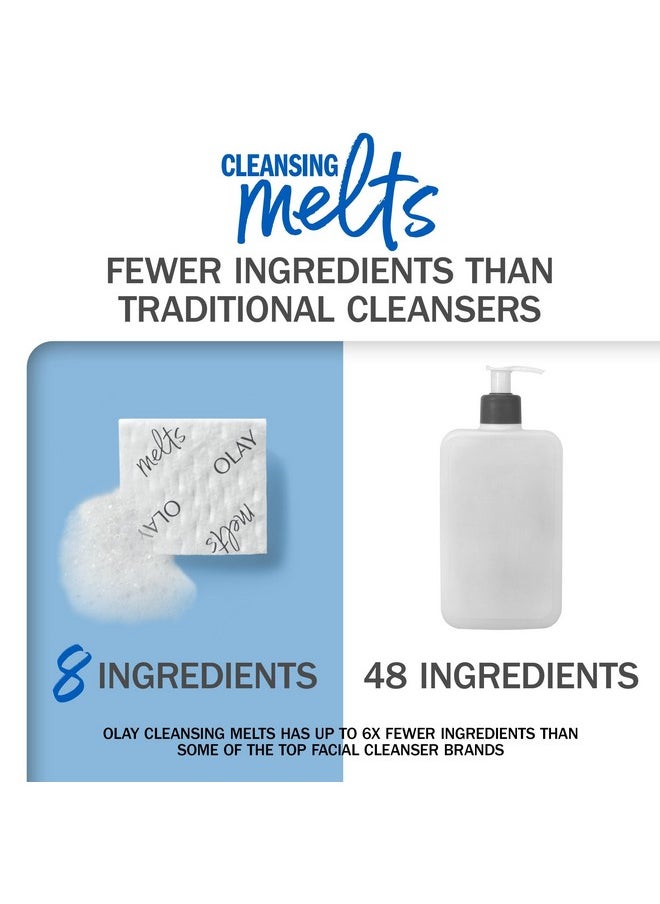 Olay Cleansing Melts + Hyaluronic Face Cleanser, 64 ct. total (2 x 32 ct.), Water-Activated Face Wash to Clean, Tone, and Refresh, Fragrance-Free