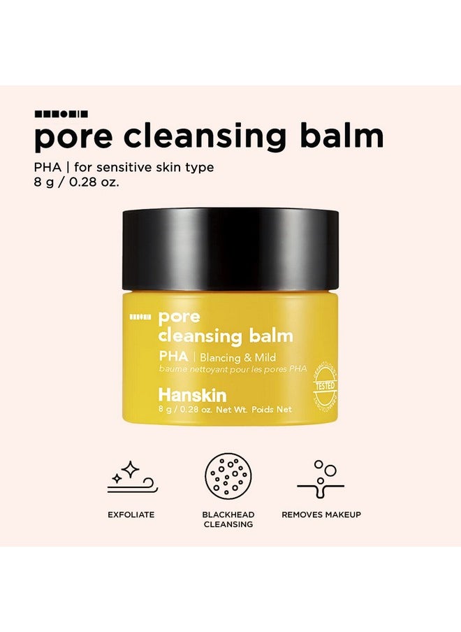 Hanskin PHA Pore Cleansing Oil and PHA Cleansing Balm, Sample Trial Size, Travel Size Mini Makeup Remover Set, Gentle Blackhead Cleanser for Sensitive Skin [30 ml/Pack of 2] + [8g/PHA Balm]