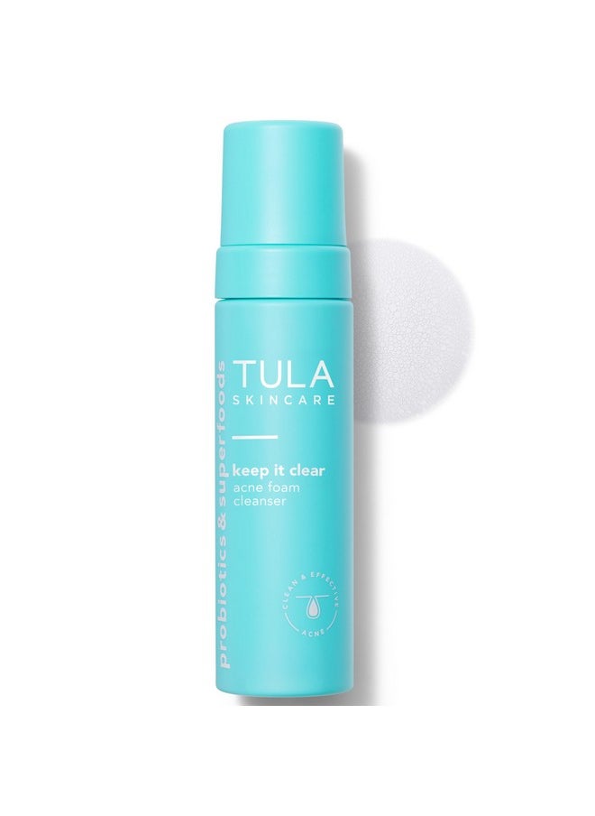 TULA Skin Care Keep It Clear - Acne Foam Cleanser, Contains Salicylic & Azelaic Acid & Probiotics, Clears & Soothes Acne, Brightens Past Blemish Marks, 6.3 fl oz.