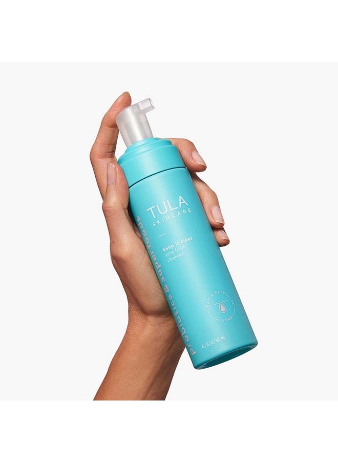 TULA Skin Care Keep It Clear - Acne Foam Cleanser, Contains Salicylic & Azelaic Acid & Probiotics, Clears & Soothes Acne, Brightens Past Blemish Marks, 6.3 fl oz.