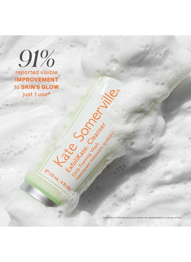 Kate Somerville ExfoliKate Cleanser - Daily Exfoliating Foaming Face Wash - Clinically Formulated Glycolic Acid and Lactic Acid Gentle Facial Scrub, 4 Fl Oz