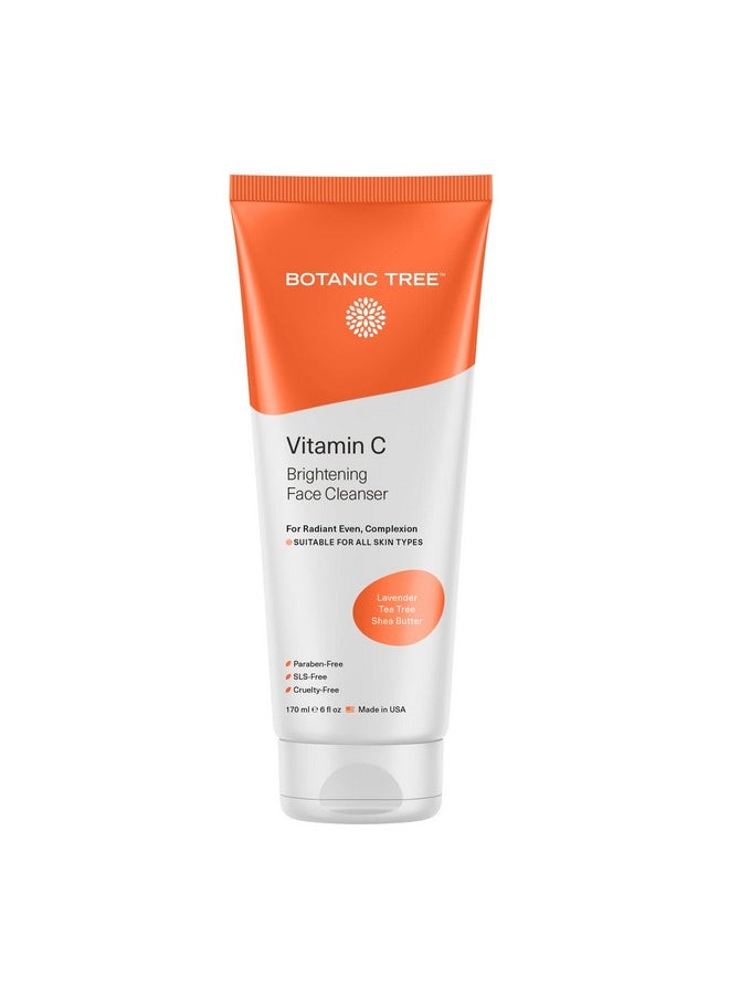 Botanic Tree Vitamin C Face Wash - Facial Cleanser for All Skin Types, Aging Skin, Dry Skin, Minimizing Acne scars, Brightening, Reduce Breakouts - Face Wash for Women & Men