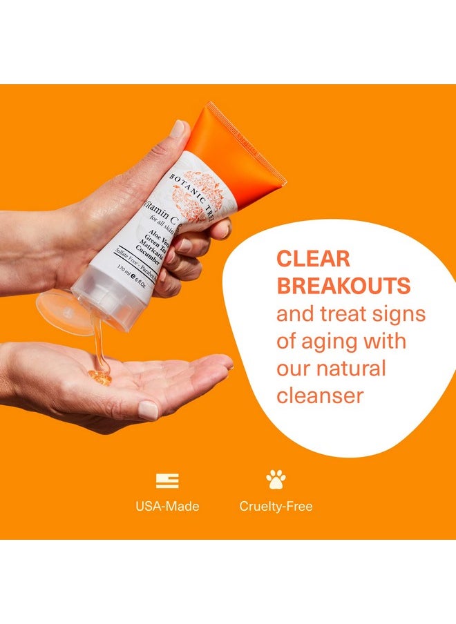 Botanic Tree Vitamin C Face Wash - Facial Cleanser for All Skin Types, Aging Skin, Dry Skin, Minimizing Acne scars, Brightening, Reduce Breakouts - Face Wash for Women & Men