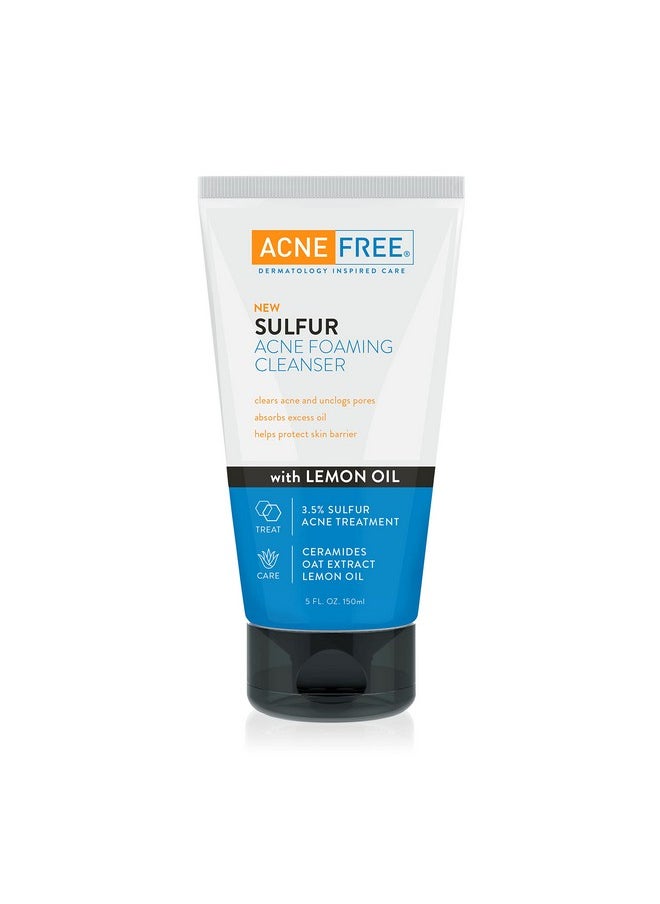 Acne Free Sulfur Acne Foaming Cleanser with Lemon Oil, and Oat Extract, 5 Ounces