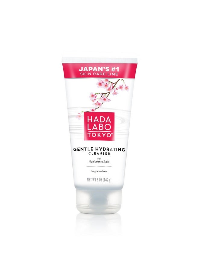 Hada Labo Tokyo Gentle Hydrating Foaming Facial Cleanser, Fragrance-Free Sensitive Skin Face Wash with Hyaluronic Acid and Conditioning Agents Soften Skin, Locks In Moisture, 5.0 Oz