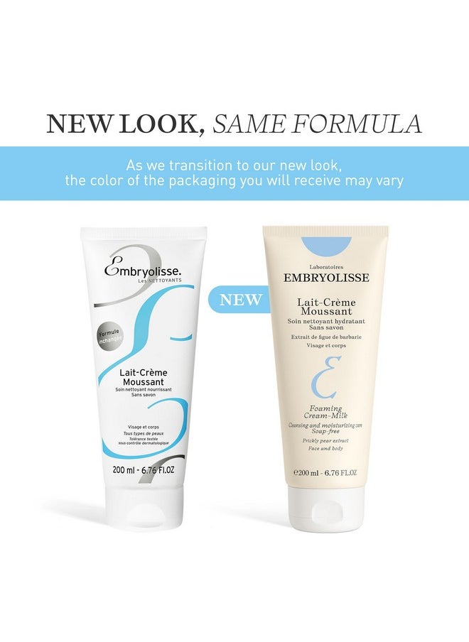 Embryolisse Foaming Cream Milk. Hydrating Cleanser for Face and Body, Soap-Free, Vegan Formula, 6.76 fl.oz.
